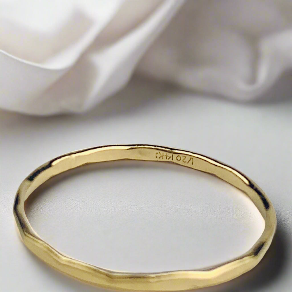 14K Gold Filled 1mm Hammered Stacking Ring / Stackable Ring