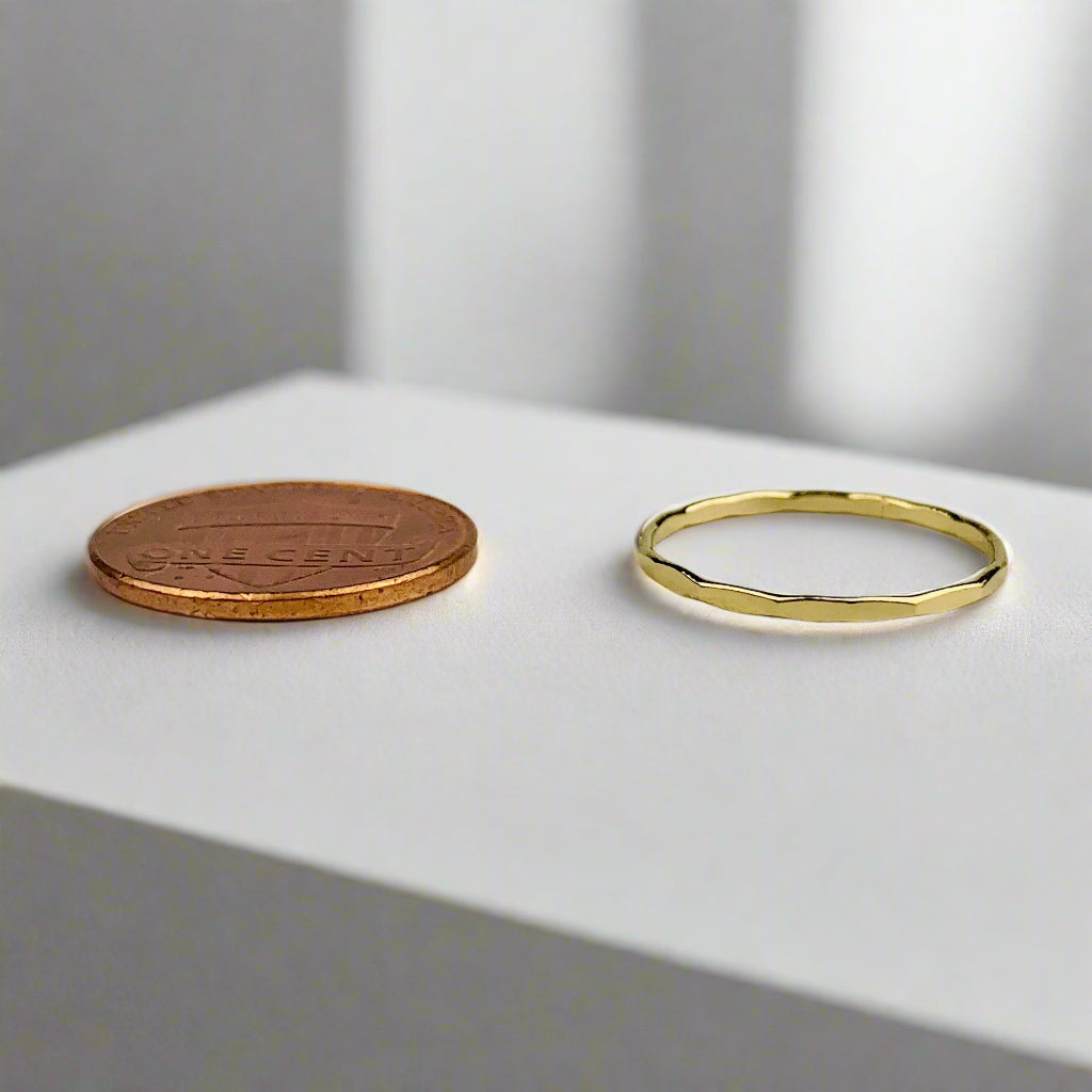 14K Gold Filled 1mm Hammered Stacking Ring / Stackable Ring