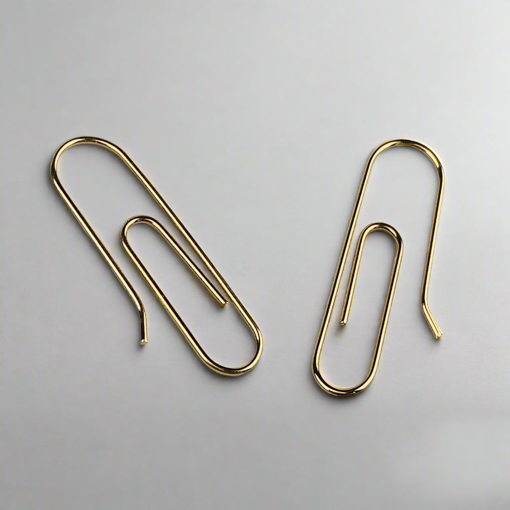 14K Yellow Gold Paperclip Earwire Earring - Single of Pair - Solid Gold