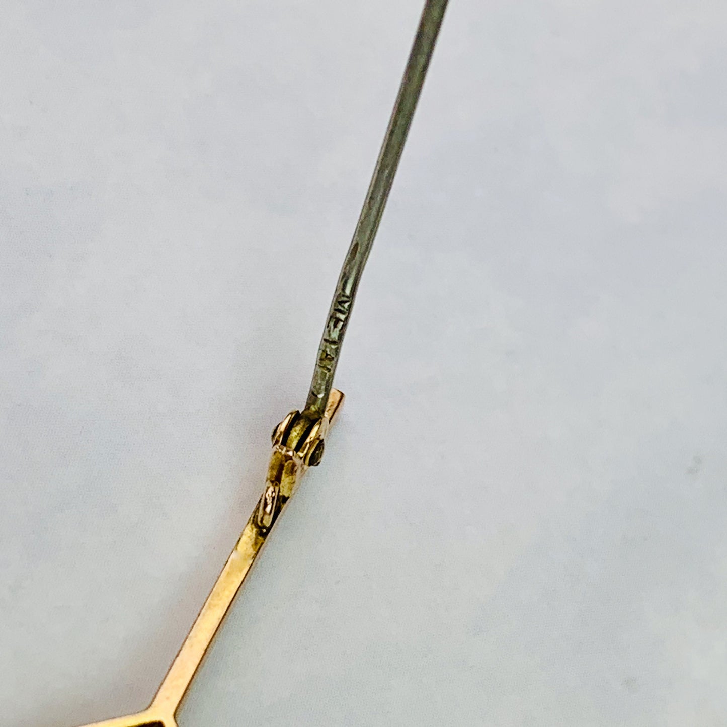 Vintage 9k Yellow Gold Bar Pin / Brooch with Amethyst and Seed Pearls