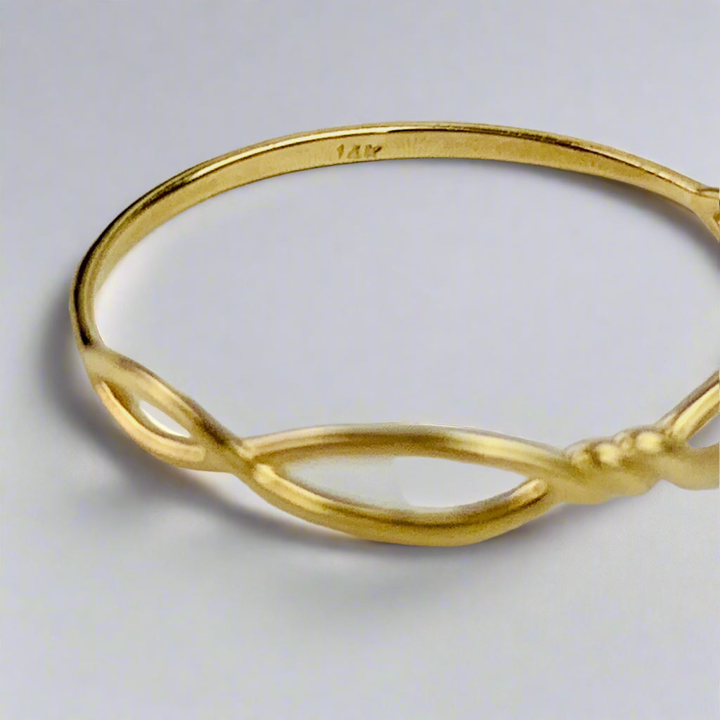 14K Solid Gold Twisted Wire / Infinity Symbol Stacking Ring / Stackable Ring - Size 6 US
