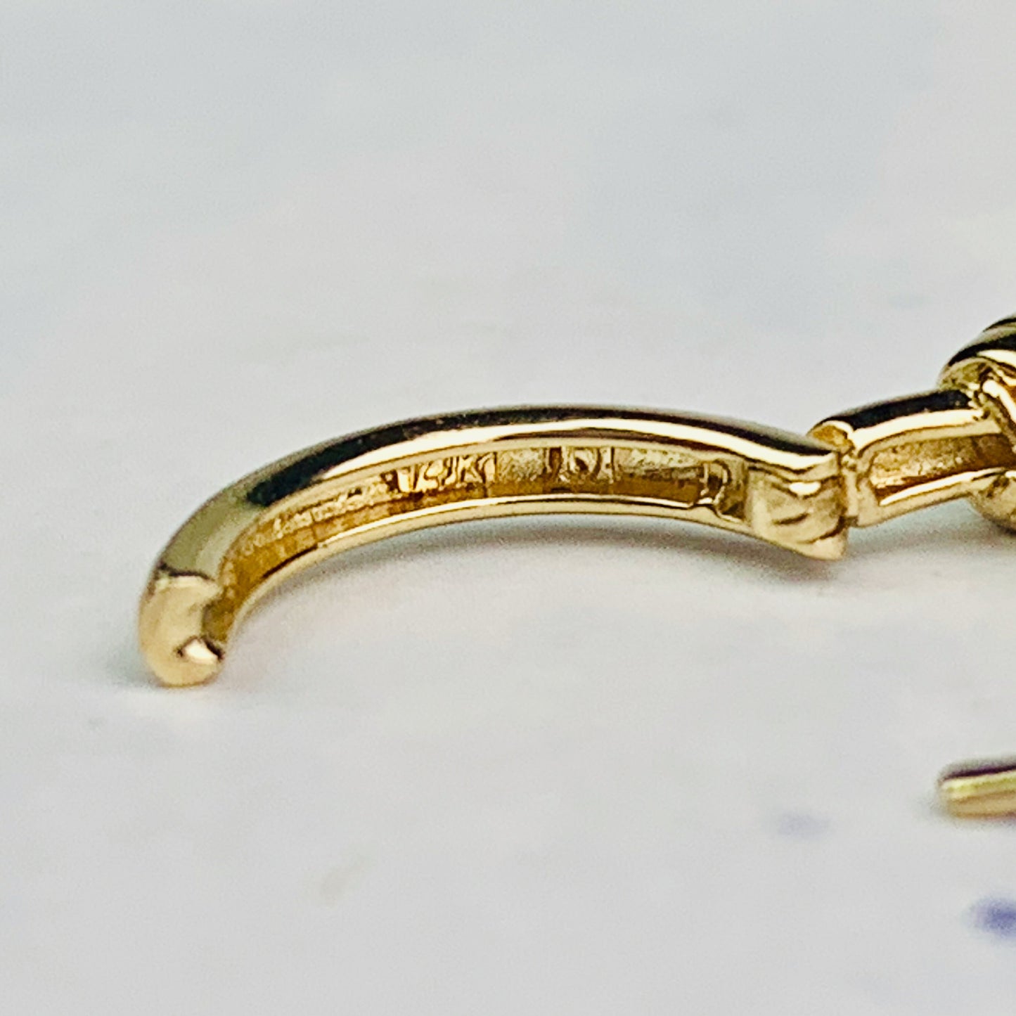 14K Yellow Gold Bezel Set Diamond Hoop / Mini Huggies with Straight Bar