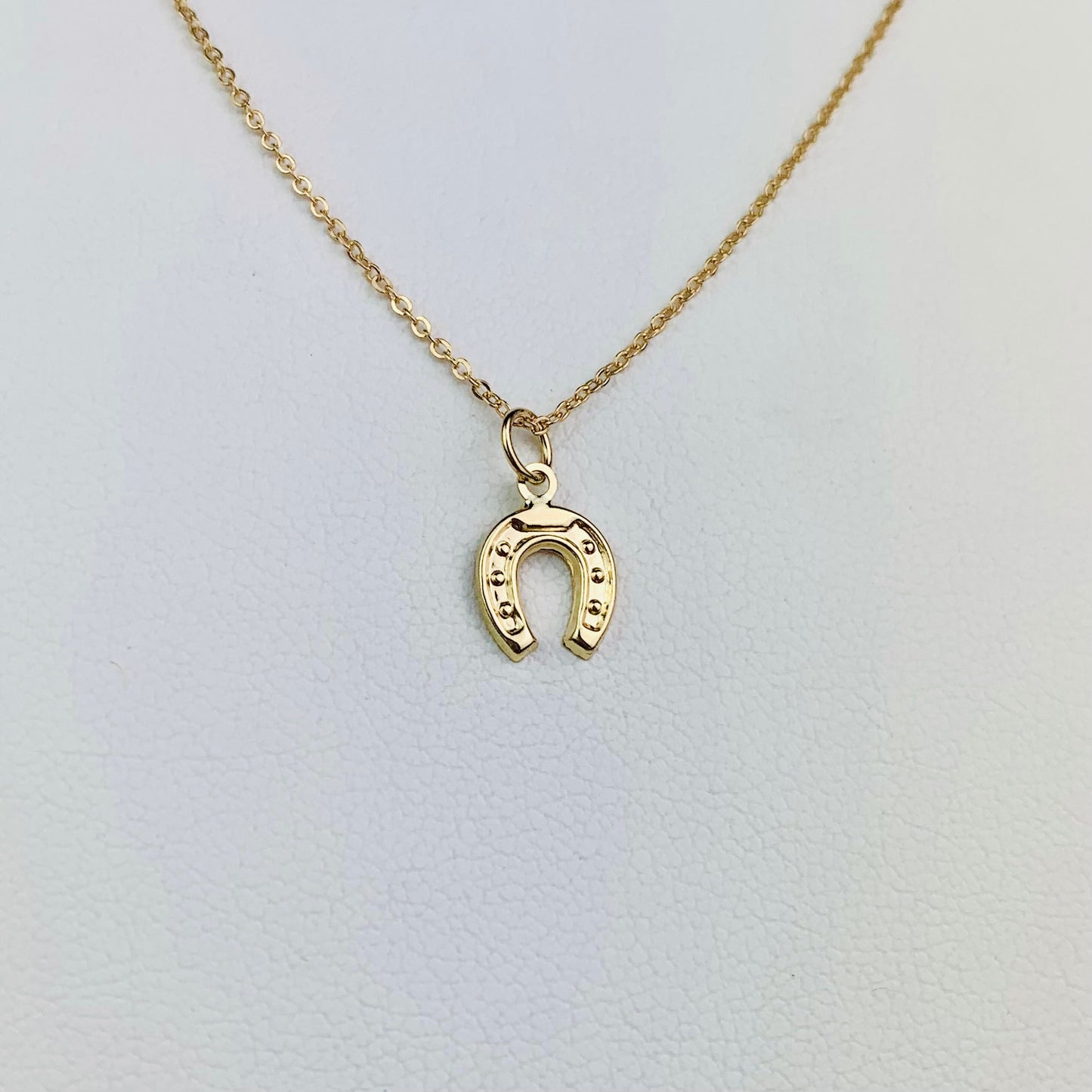 14K Solid Yellow Gold Small Horseshoe Charm / Pendant optional 14K Gold Cable Link Chain 16" or 18"