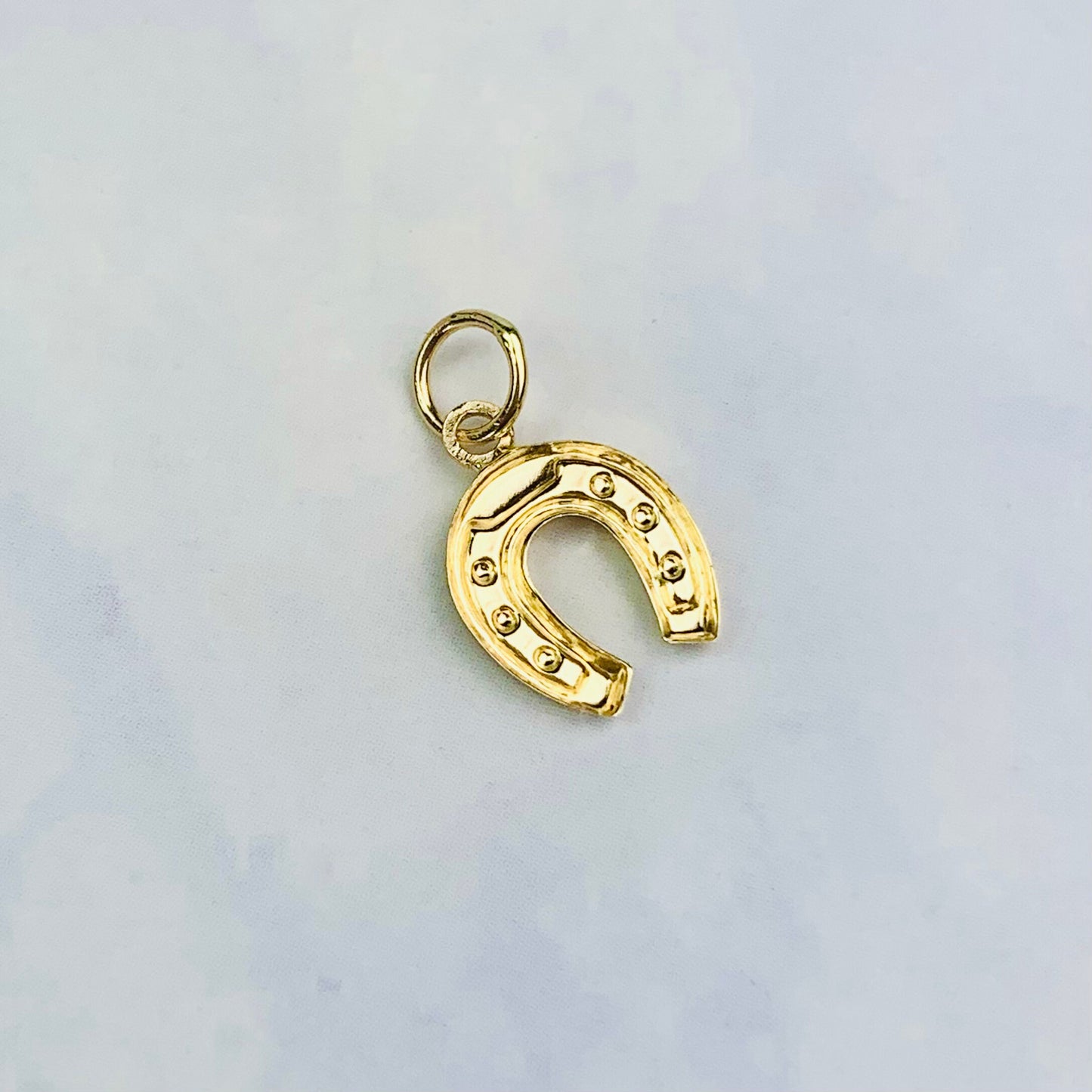 14K Solid Yellow Gold Small Horseshoe Charm / Pendant optional 14K Gold Cable Link Chain 16" or 18"