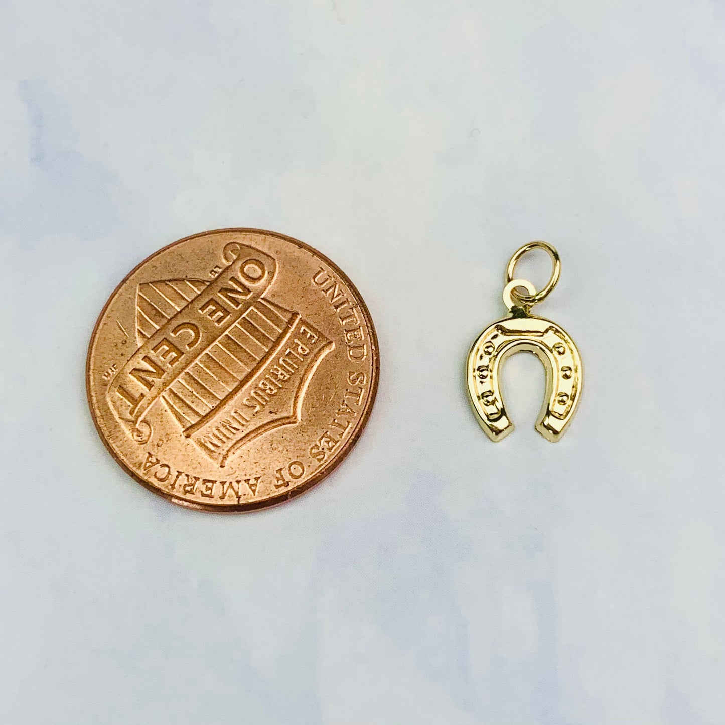 14K Solid Yellow Gold Small Horseshoe Charm / Pendant optional 14K Gold Cable Link Chain 16" or 18"