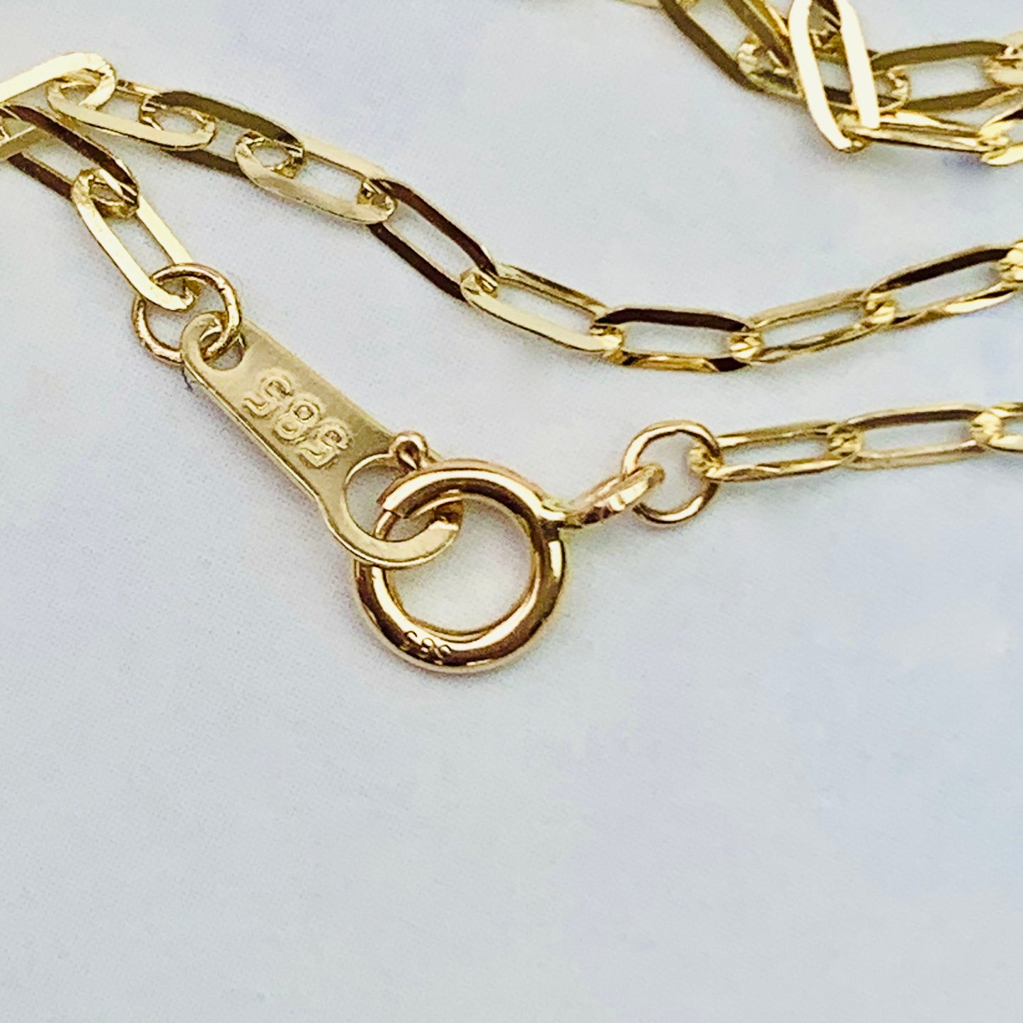 14K Solid Yellow Gold 1.3mm Paperclip Chain - 16" or 18"