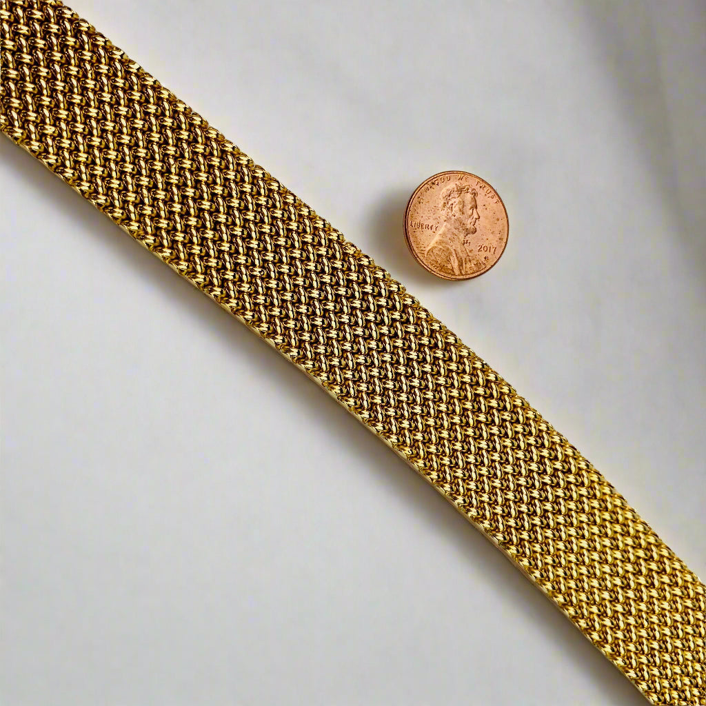 18K Gold Vintage Cartier Mesh Thick Bracelet - Estate Jewelry - 40 grams