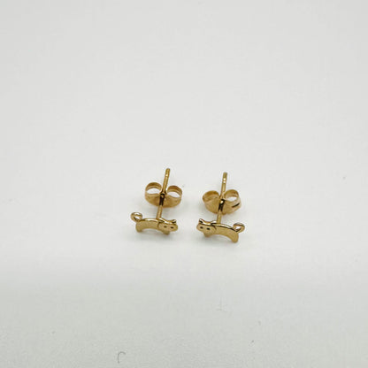 14K Solid Gold Tiny Delicate Cat Stud Earrings / Kitty Studs - Single or Pair