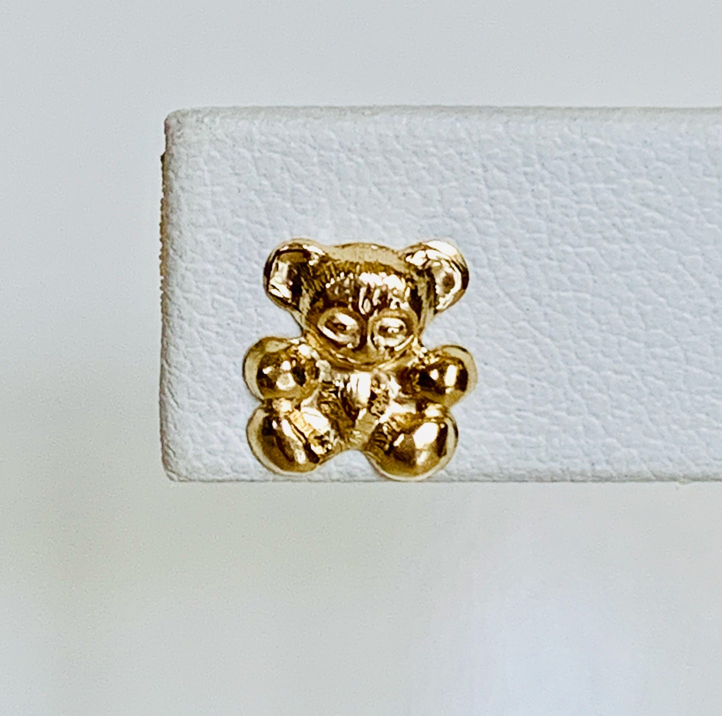 14K Solid Gold Puffy Teddy Bear Post Earrings / Stud Earrings / Push Back Studs