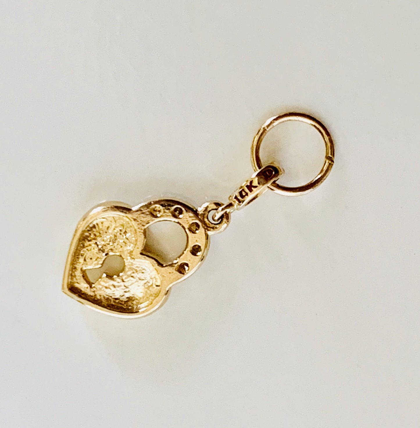 14K Solid Yellow Gold and Genuine Diamond Delicate Heart Padlock Charm / Pendant 10x6mm optional 14K Gold Cable Link Chain 16" or 18"