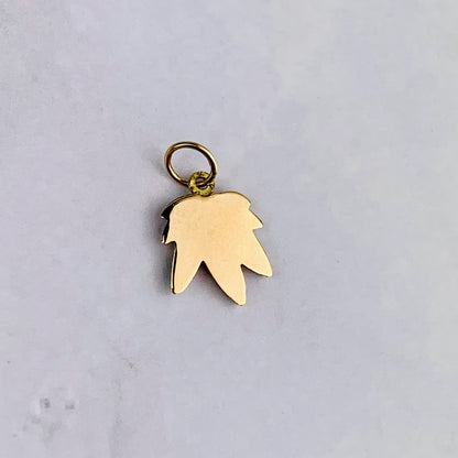 14K Yellow Gold Baked Green Enamel Marijuana Leaf / Cannabis Leaf Charm / Pendant optional 14K Gold/GF Cable Link Chain 16" or 18"