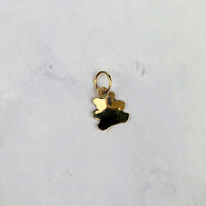 14K Solid Yellow Gold Tiny Delicate Enameled Teddy Bear with Red Heart Charm / Pendant 7.6mm x 6.5mm