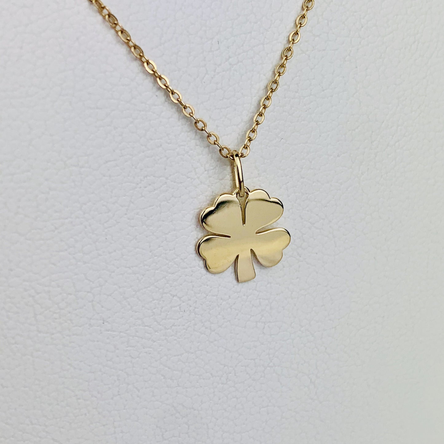 14K Yellow Gold Four Leaf Clover Charm / Pendant - 9.7mm x 9.7mm *optional 14K Gold Cable Link Chain 16" or 18"