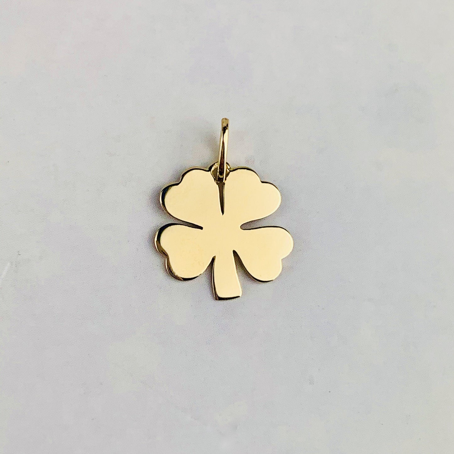 14K Yellow Gold Four Leaf Clover Charm / Pendant - 9.7mm x 9.7mm *optional 14K Gold Cable Link Chain 16" or 18"