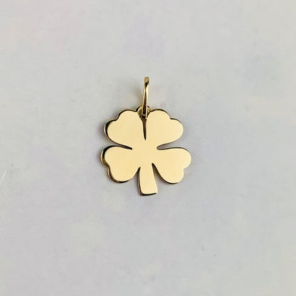 14K Yellow Gold Four Leaf Clover Charm / Pendant - 9.7mm x 9.7mm *optional 14K Gold Cable Link Chain 16" or 18"