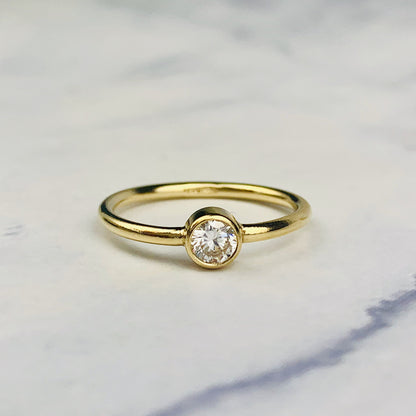 14K Gold Filled 1.52mm Stacking Ring / Stackable Ring with Bezel Set Cubic Zirconia