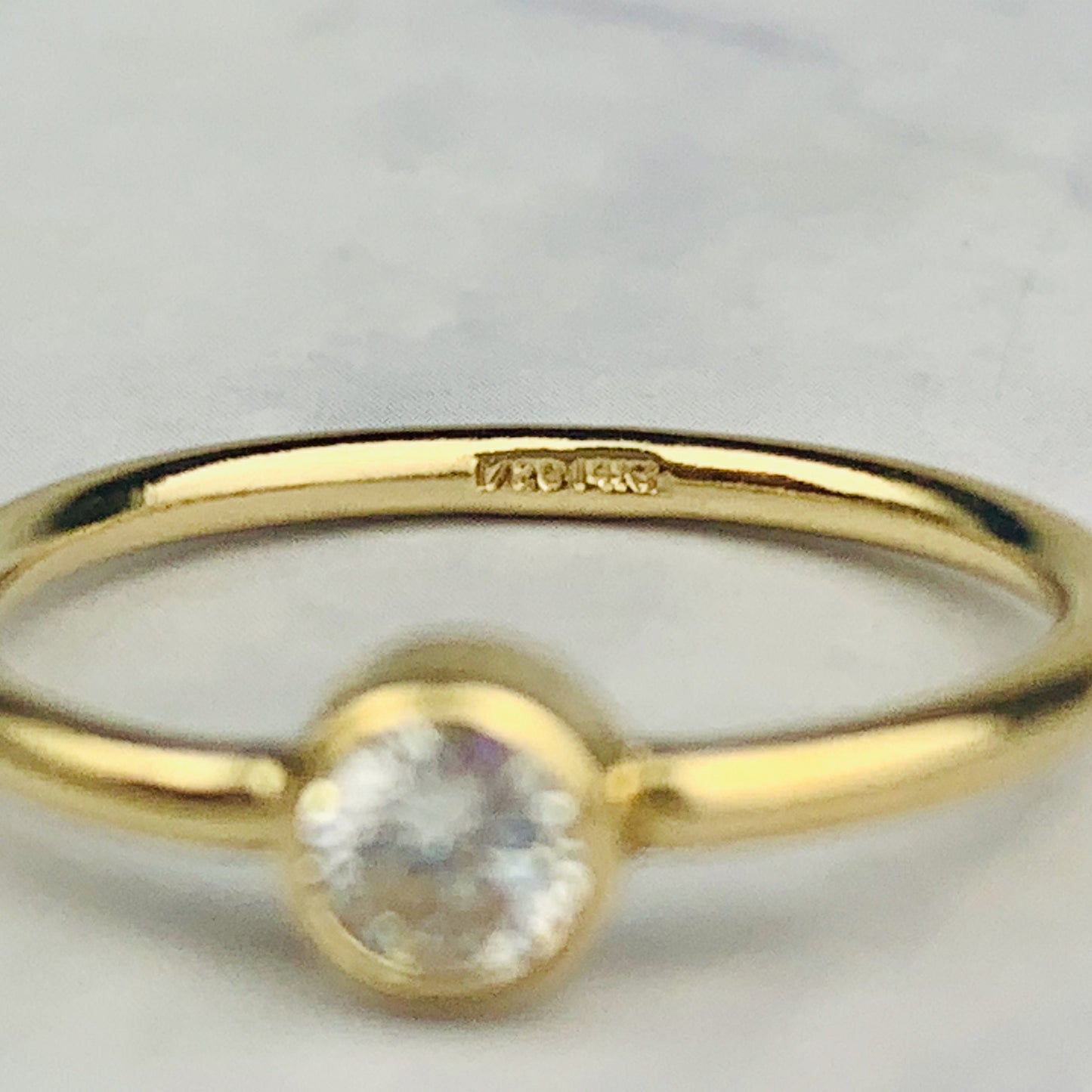 14K Gold Filled 1.52mm Stacking Ring / Stackable Ring with Bezel Set Cubic Zirconia