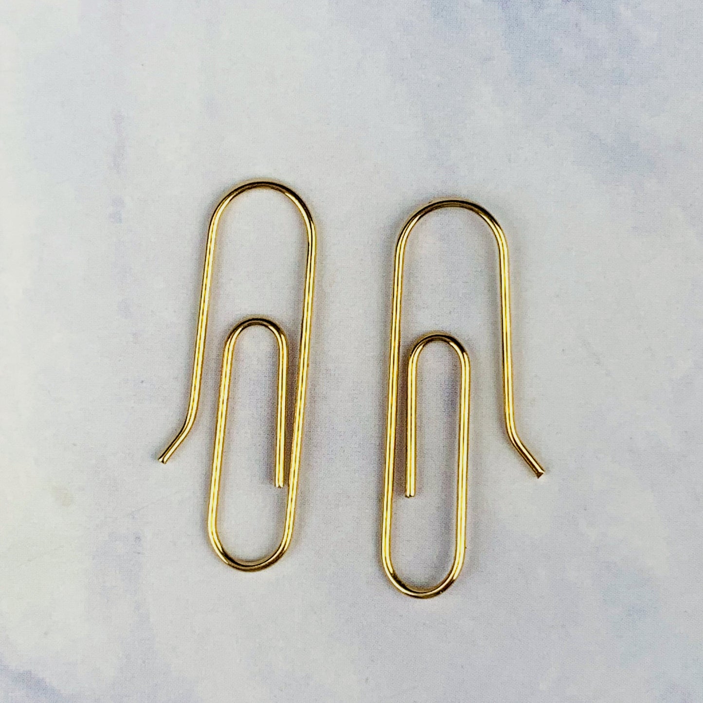 14K Yellow Gold Paperclip Earwire Earring - Single of Pair - Solid Gold