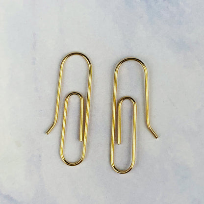 14K Yellow Gold Paperclip Earwire Earring - Single of Pair - Solid Gold