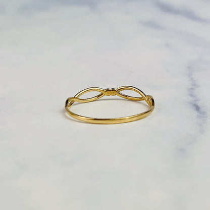 14K Solid Gold Twisted Wire / Infinity Symbol Stacking Ring / Stackable Ring - Size 6 US