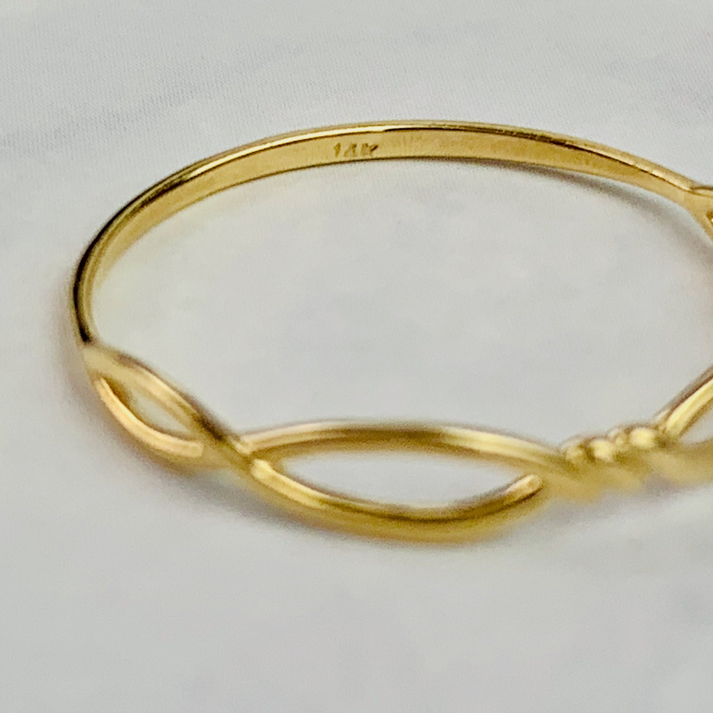 14K Solid Gold Twisted Wire / Infinity Symbol Stacking Ring / Stackable Ring - Size 6 US