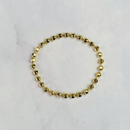 14K Solid Gold Diamond Cut Bead Chain Ring / Soft Ring / Stacking Ring / Stackable Ring - 1.5mm