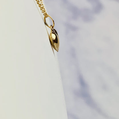 14K Yellow Solid Gold Puffy Heart Charm / Pendant / Necklace *optional 14K Gold Cable Link Chain 16" or 18"