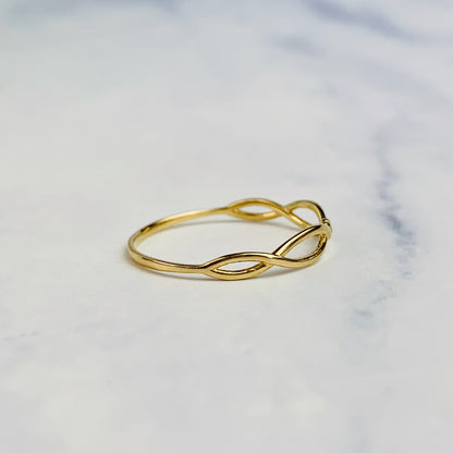 14K Solid Gold Twisted Wire / Infinity Symbol Stacking Ring / Stackable Ring - Size 6 US