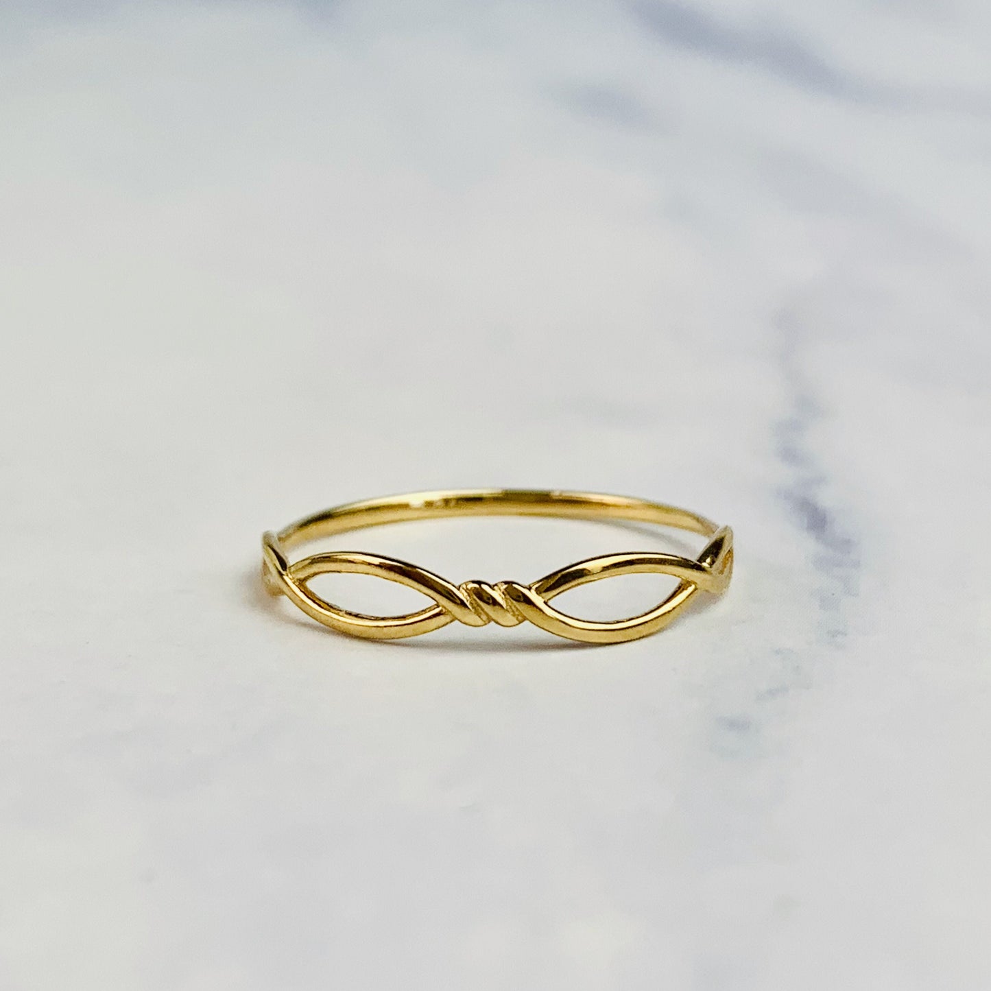 14K Solid Gold Twisted Wire / Infinity Symbol Stacking Ring / Stackable Ring - Size 6 US