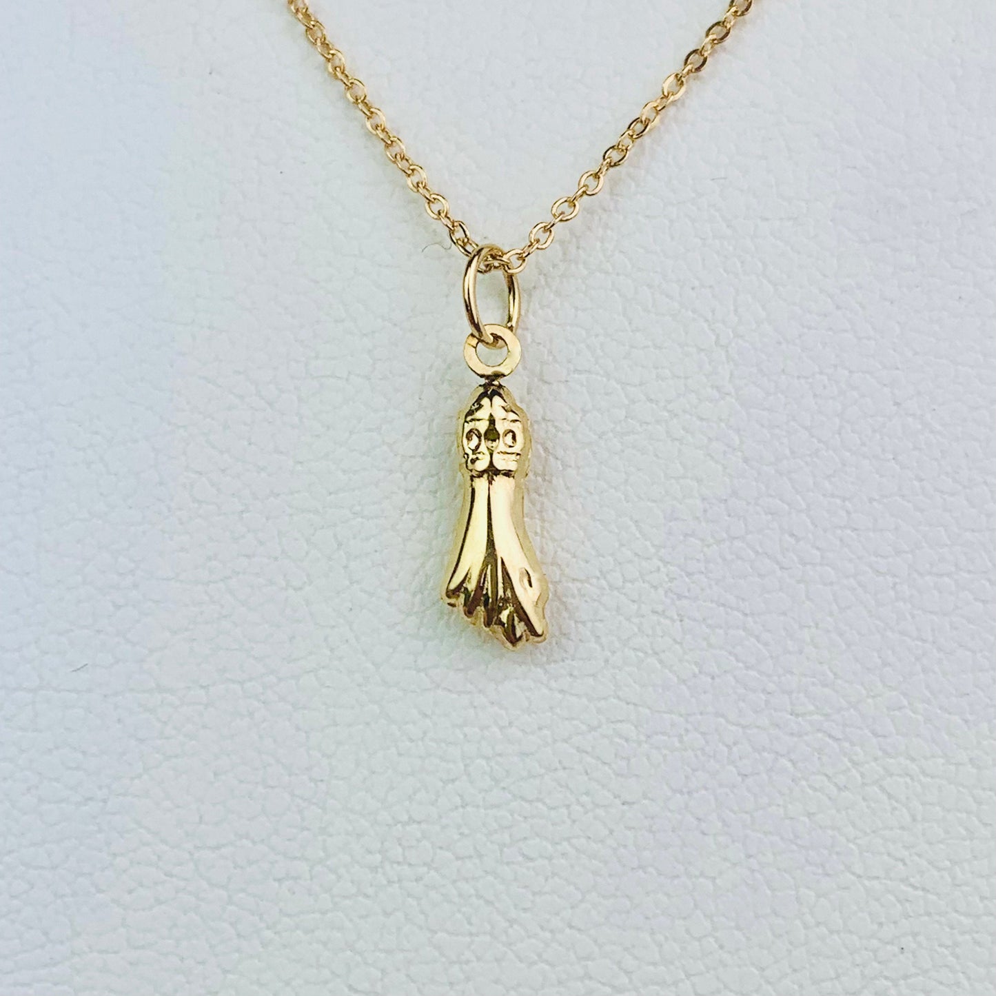 14K Yellow Solid Gold Small Mano Figa / Fist Charm / Pendant / Necklace *optional 14K Gold Cable Link Chain 16" or 18"