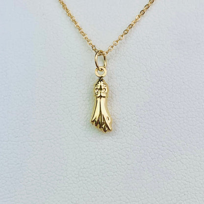 14K Yellow Solid Gold Small Mano Figa / Fist Charm / Pendant / Necklace *optional 14K Gold Cable Link Chain 16" or 18"