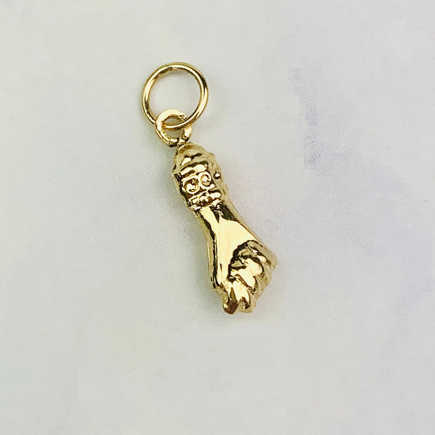 14K Yellow Solid Gold Small Mano Figa / Fist Charm / Pendant / Necklace *optional 14K Gold Cable Link Chain 16" or 18"