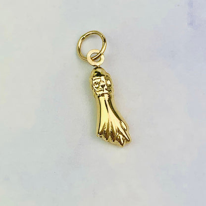 14K Yellow Solid Gold Small Mano Figa / Fist Charm / Pendant / Necklace *optional 14K Gold Cable Link Chain 16" or 18"