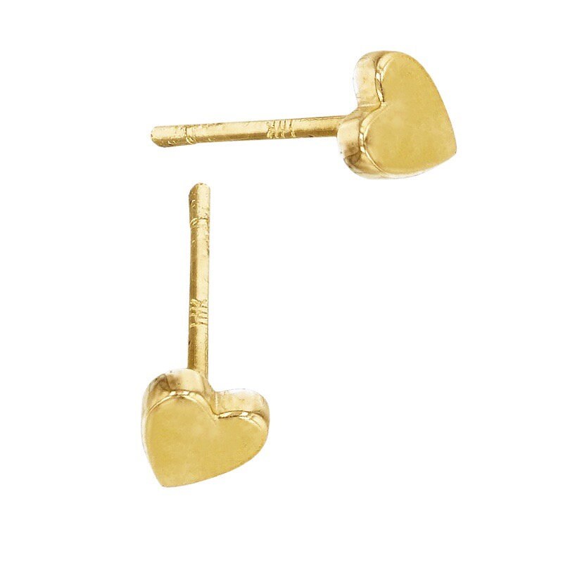 14K Solid Gold Cute Tiny Heart Stud Earrings