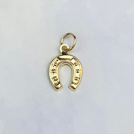 14K Solid Yellow Gold Small Horseshoe Charm / Pendant optional 14K Gold Cable Link Chain 16" or 18"