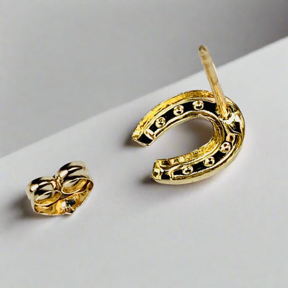 14K Solid Gold Horseshoe Stud Earrings