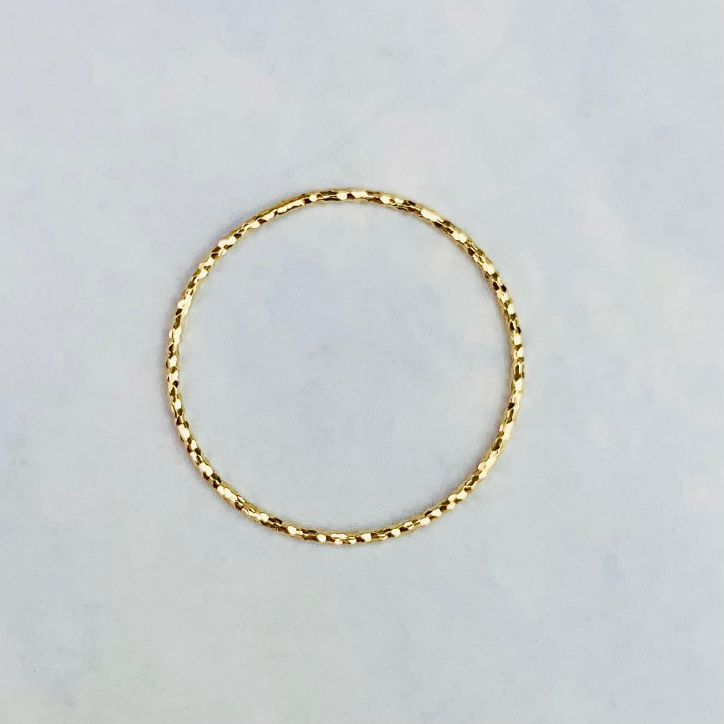 14K Solid Gold Diamond Cut Thin Stacking Ring - Size 6 US