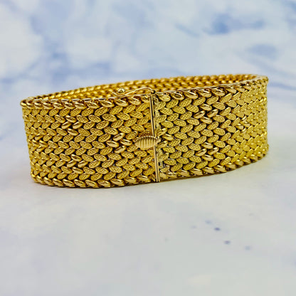 18K Gold Vintage Cartier Mesh Thick Bracelet - Estate Jewelry - 40 grams