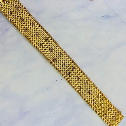 18K Gold Vintage Cartier Mesh Thick Bracelet - Estate Jewelry - 40 grams