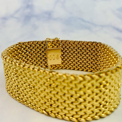 18K Gold Vintage Cartier Mesh Thick Bracelet - Estate Jewelry - 40 grams