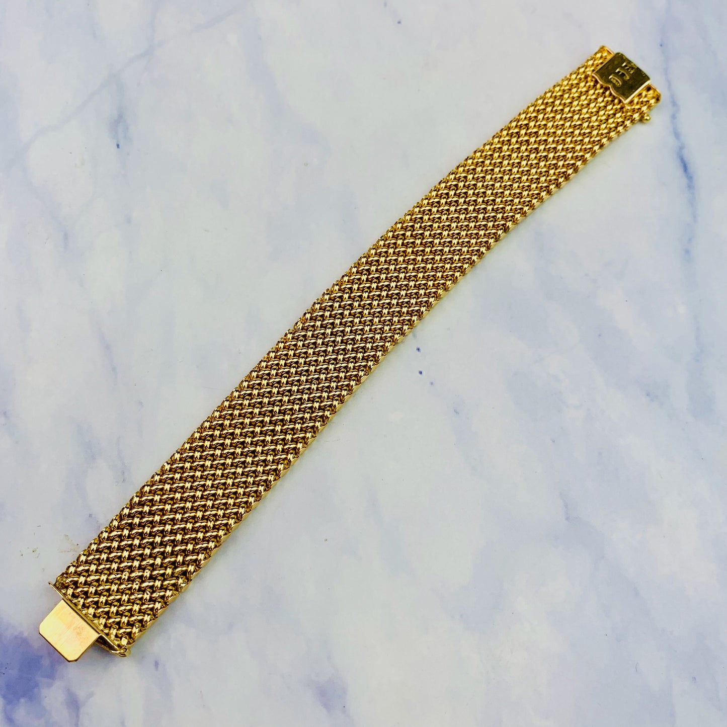 18K Gold Vintage Cartier Mesh Thick Bracelet - Estate Jewelry - 40 grams