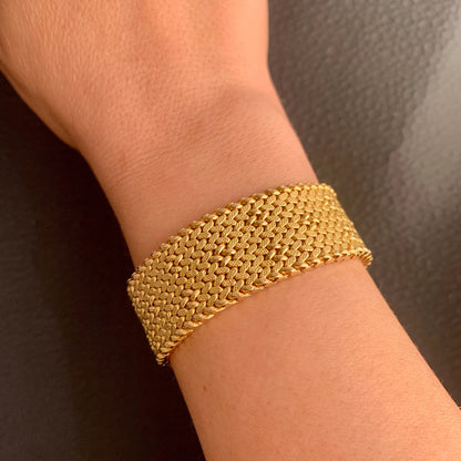 18K Gold Vintage Cartier Mesh Thick Bracelet - Estate Jewelry - 40 grams