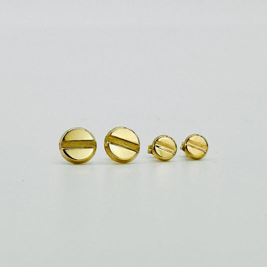 14K Yellow Solid Gold Screw-head / Screw Top / Nail Head Stud Earrings - Solid Gold