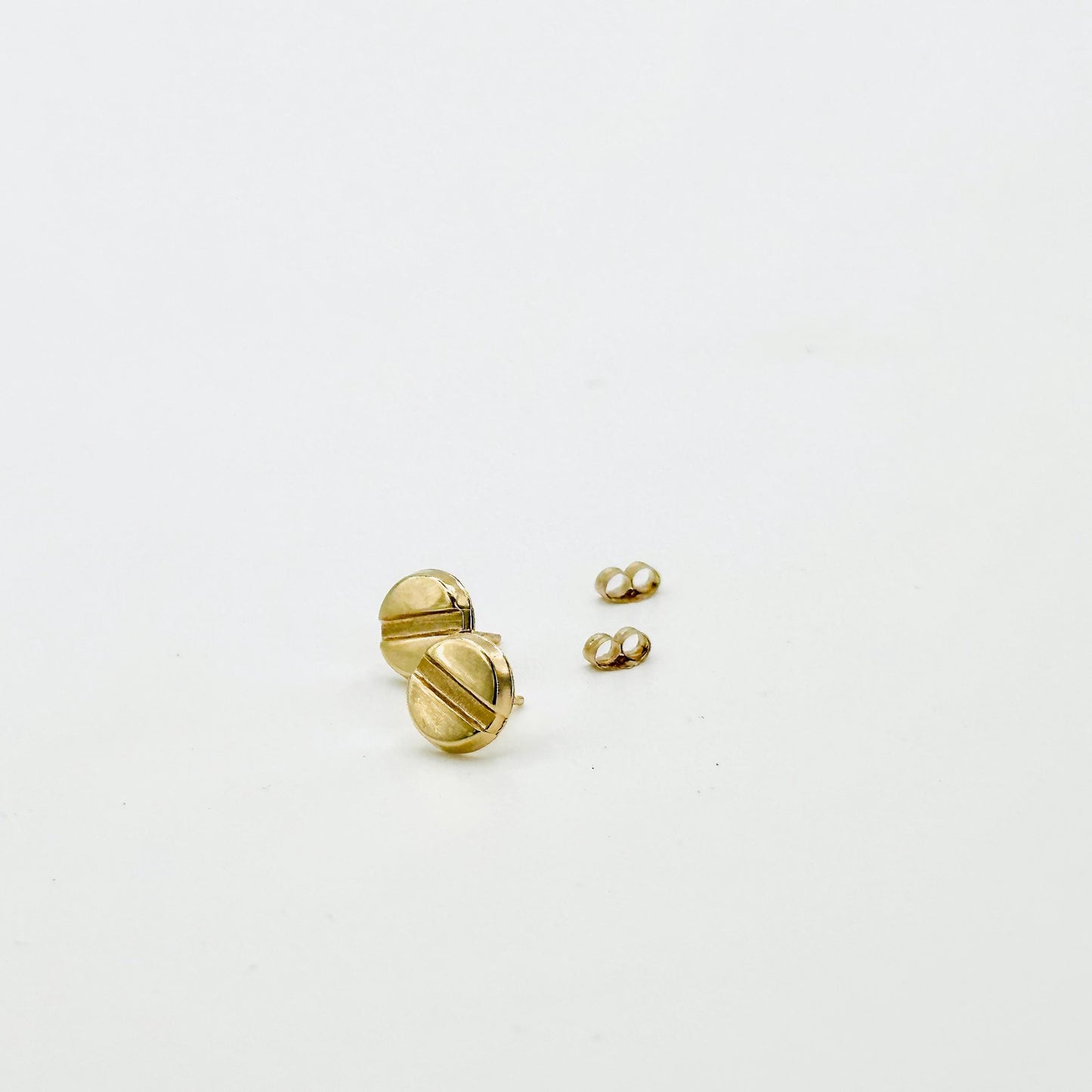 14K Yellow Solid Gold Large Screw-head / Screw Top / Nail Head Stud Earrings - Solid Gold