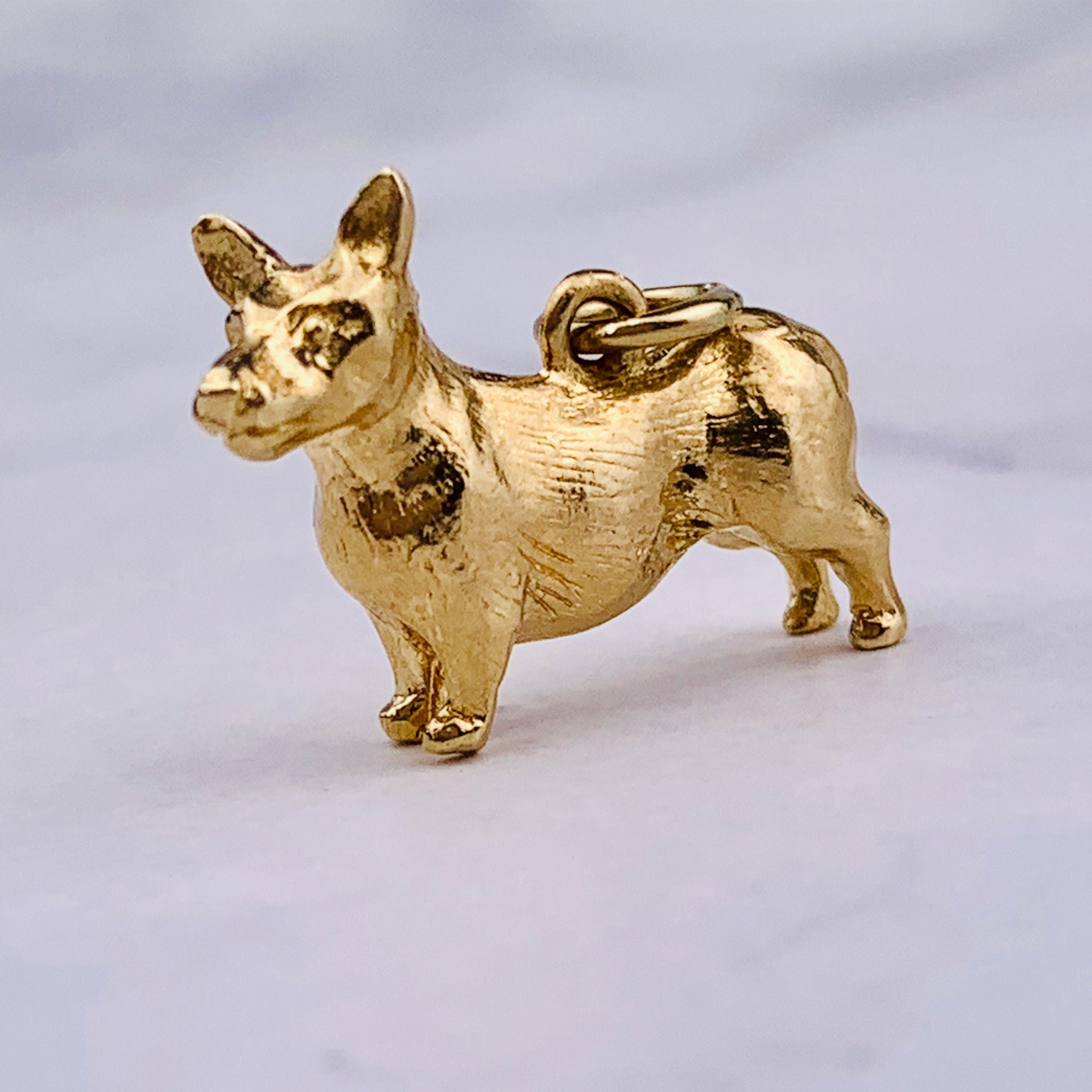 Vintage 9K Gold English Corgi Charm - Pendant - Payton, Pepper