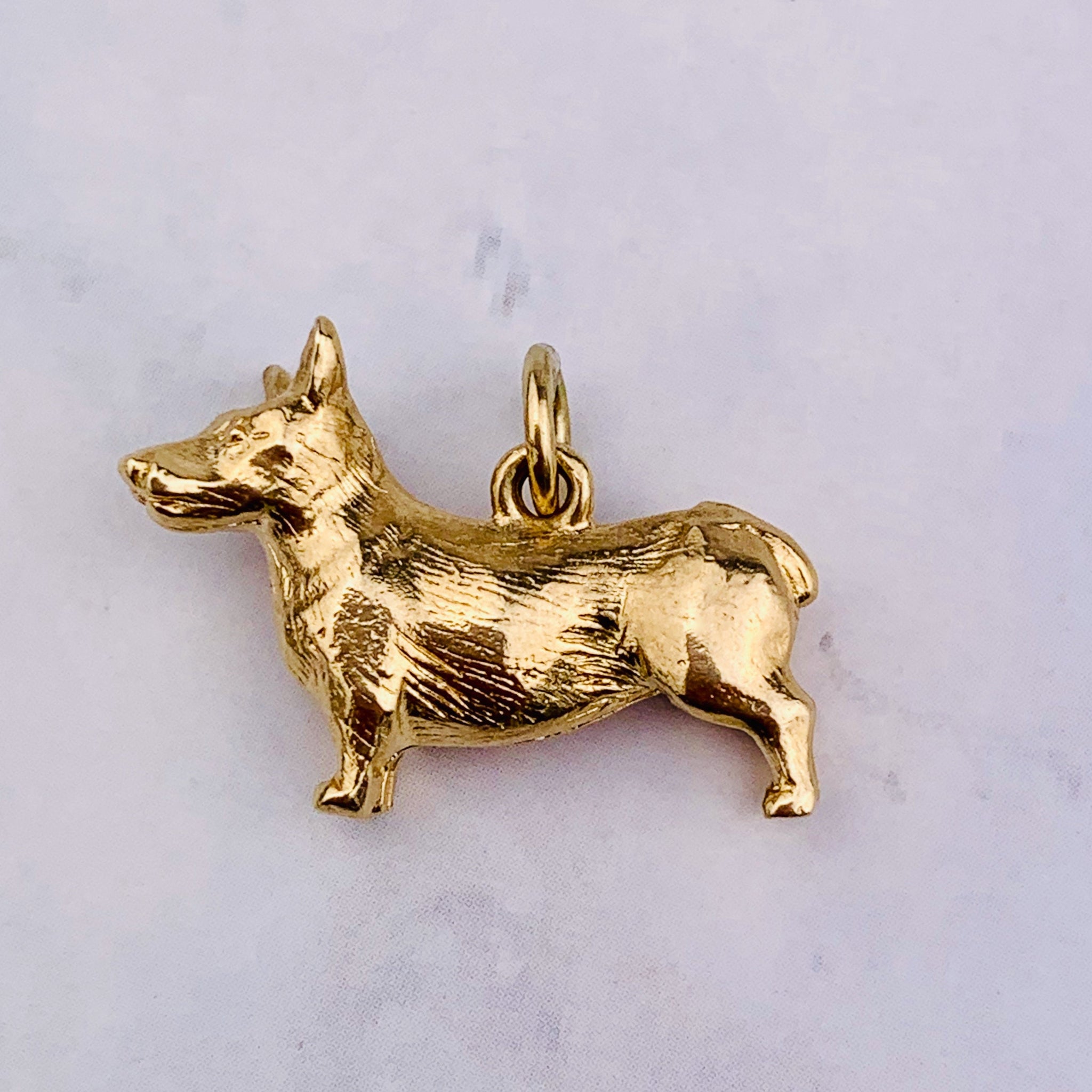 Vintage 9K Gold English Corgi Charm - Pendant - Payton, Pepper