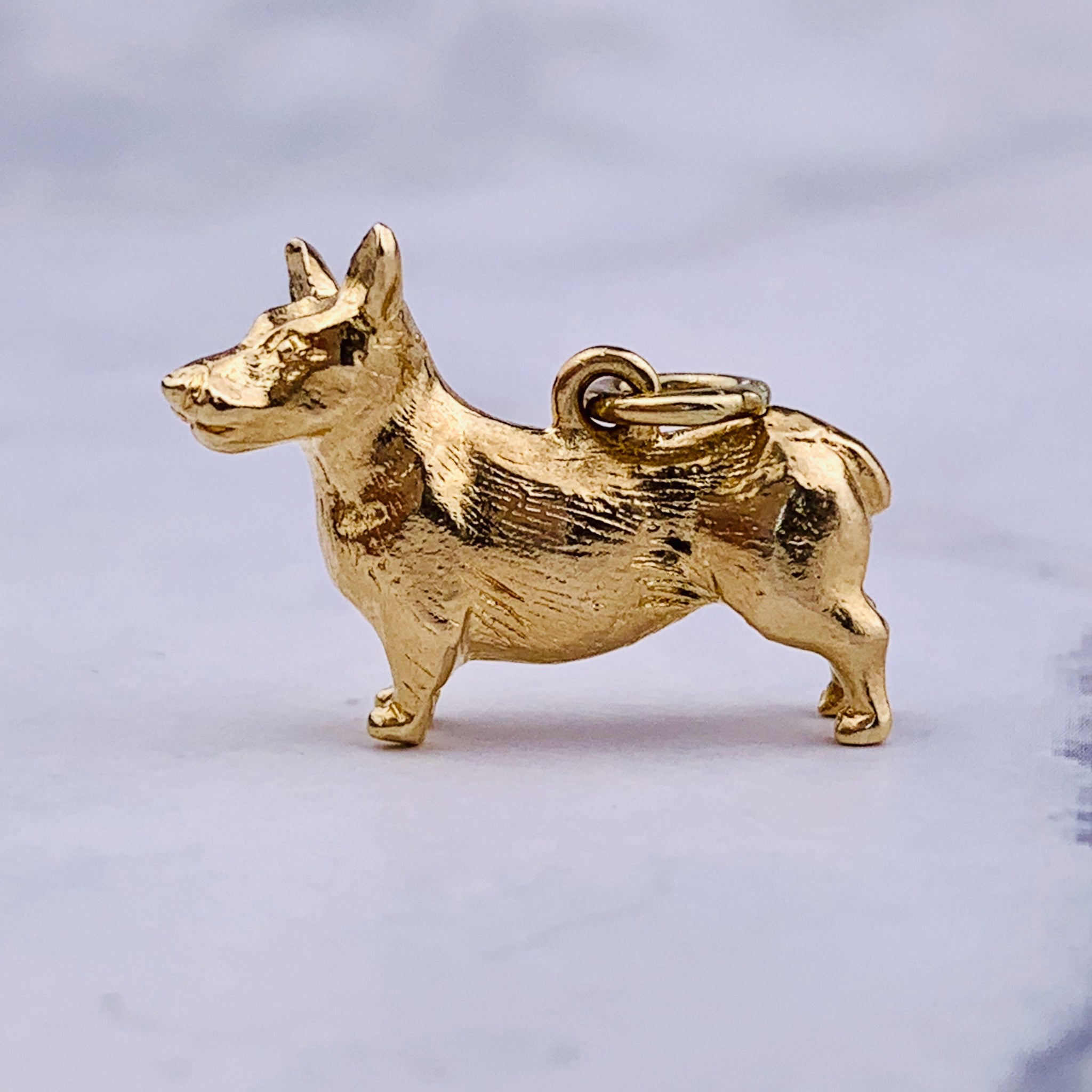 Vintage 9K Gold English Corgi Charm - Pendant - Payton, Pepper